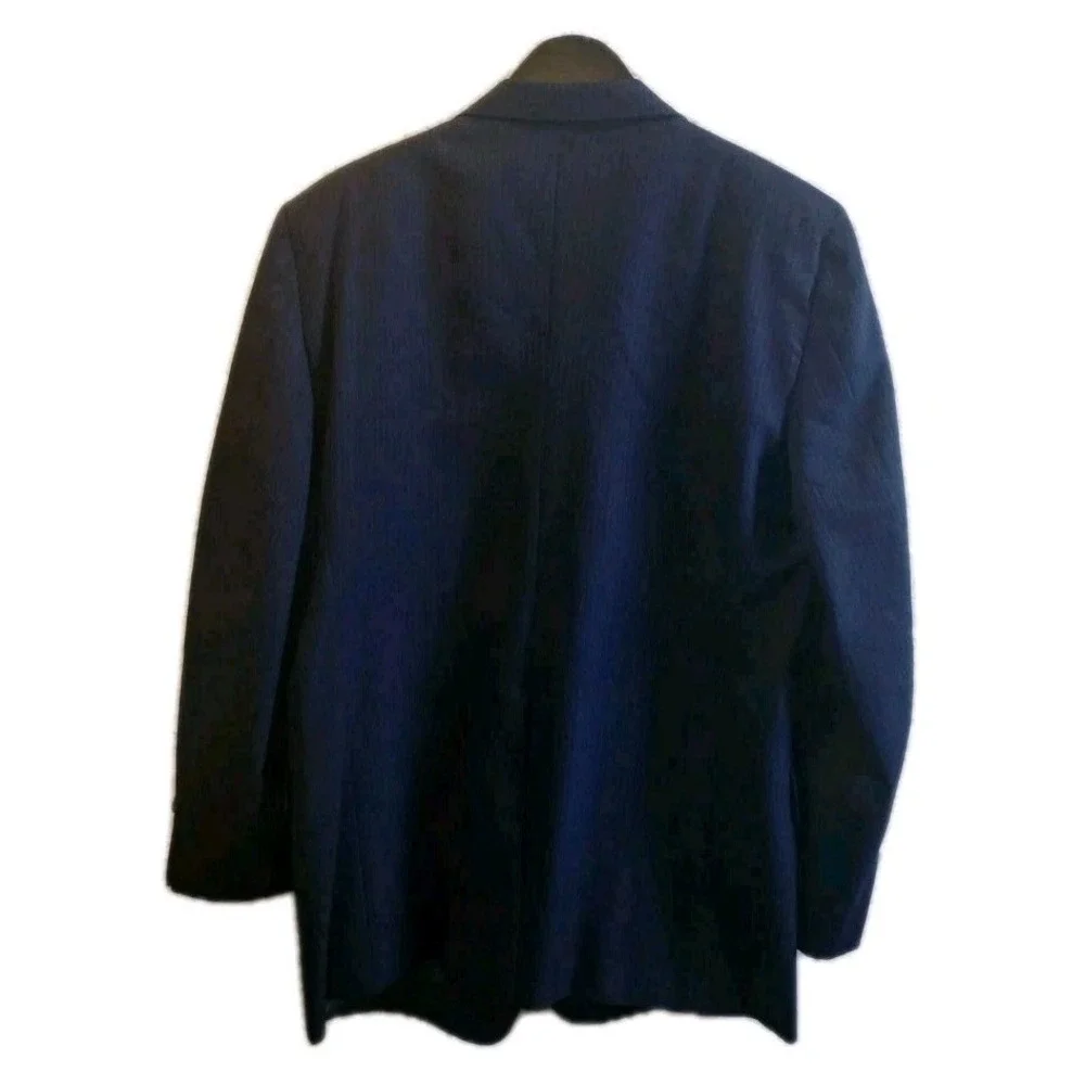 Vintage Christian Dior Woolf Brothers Navy Pinstripe Suit 42R 36x31 Wool 2 buttn